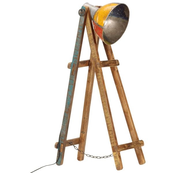 vidaXL Lampadaire multicolore E27 bois massif de manguier