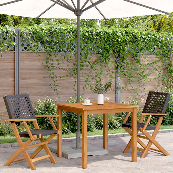 vidaXL Chaises de jardin lot de 2 noir bois massif d'acacia et rotin