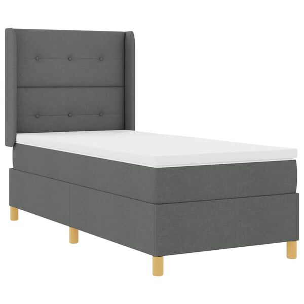 vidaXL Lit &agrave; ressorts avec matelas Gris fonc&eacute; 80 x 200 cm tissu