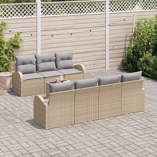 vidaXL Ensemble de canap&eacute; de jardin avec coussin 8 pcs Beige et gris