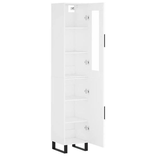 vidaXL Buffet haut Blanc 34,5x34x180 cm Bois d'ing&eacute;nierie