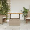 vidaXL Table de jardin beige 90x55x71 cm r&eacute;sine tress&eacute;e et bois acacia