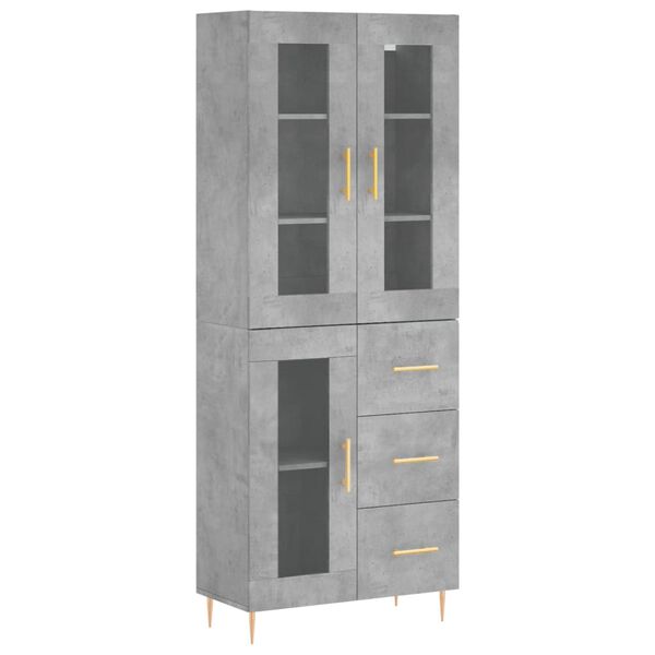 vidaXL Buffet haut Gris b&eacute;ton 69,5x34x180 cm Bois d'ing&eacute;nierie