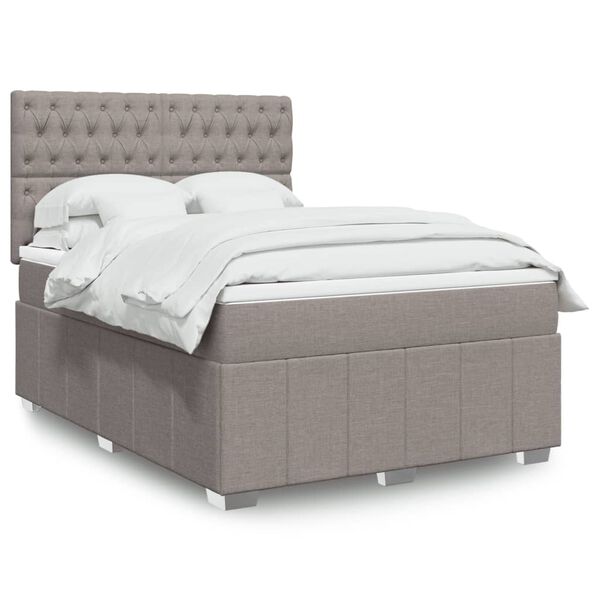 vidaXL Sommier &agrave; lattes de lit avec matelas Taupe 140x200 cm Tissu