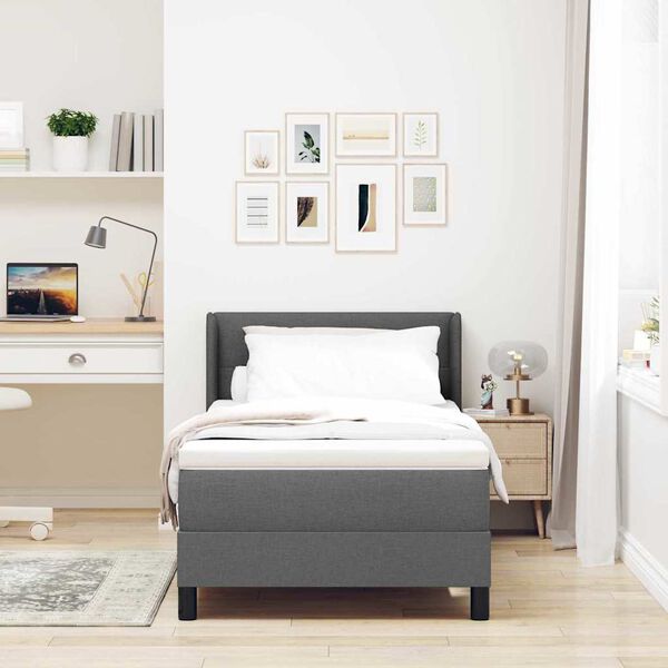 vidaXL Lit &agrave; ressorts avec matelas Gris fonc&eacute; 200 x 100 cm tissu