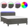 vidaXL Sommier &agrave; lattes de lit avec matelas LED Gris fonc&eacute; 140x200 cm