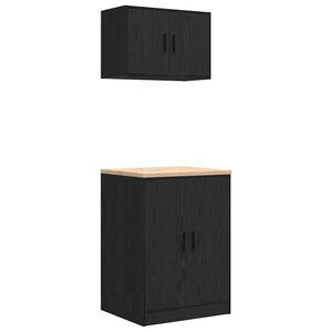 vidaXL Armoires de garage 2 pcs noir bois d'ing&eacute;nierie