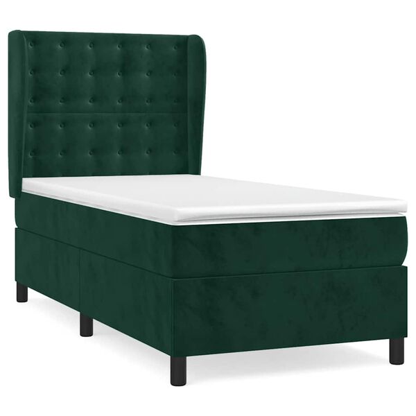 vidaXL Sommier &agrave; lattes de lit et matelas Vert fonc&eacute; 80x200 cm Velours