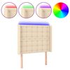 vidaXL T&ecirc;te de lit &agrave; LED Cr&egrave;me 103x16x118/128 cm Tissu