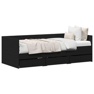 vidaXL Lit d'appoint Ch&ecirc;ne noir 90 x 200 cm Bois d'ing&eacute;nierie