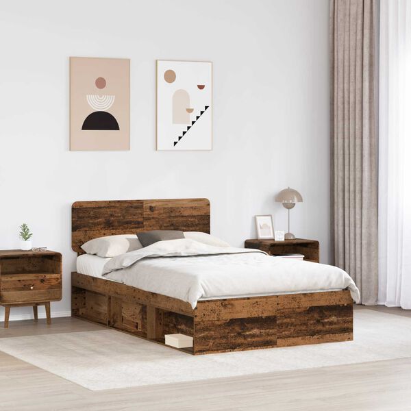 vidaXL Cadre de lit Bois ancien 135 x 190 cm Pin massif