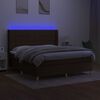 vidaXL Sommier &agrave; lattes de lit matelas et LED Marron fonc&eacute; 160x200 cm