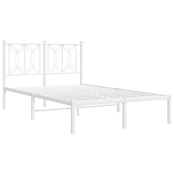 vidaXL Cadre de lit m&eacute;tal sans matelas et t&ecirc;te de lit blanc 120x200 cm