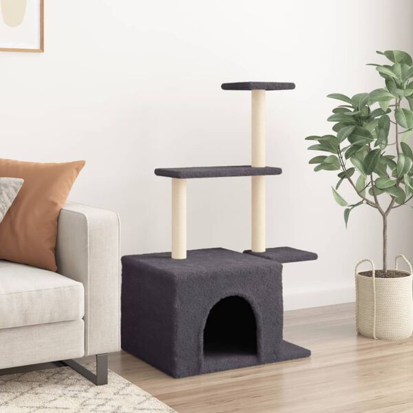 vidaXL Arbre à chat avec griffoirs en sisal gris foncé 110 cm