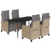 vidaXL Ensemble &agrave; manger de jardin coussins 5 pcs m&eacute;lange beige rotin