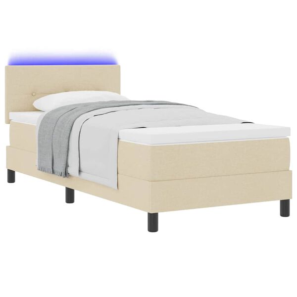 vidaXL Lit &agrave; ressorts avec matelas Cr&egrave;me 90 x 190 cm tissu