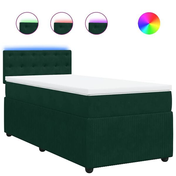 vidaXL Sommier &agrave; lattes de lit avec matelas Vert fonc&eacute; 100x200 cm