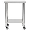 vidaXL Table de travail de cuisine avec roues 80x30x85 cm Inox