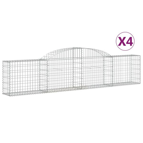 vidaXL Paniers à gabions arqués 4 pcs 300x30x60/80 cm Fer galvanisé