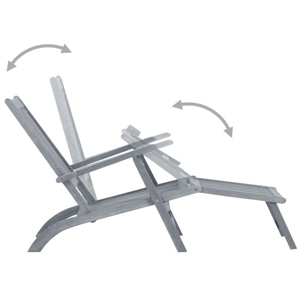 vidaXL Chaise longue d'extérieur repose-pied et coussin Acacia solide