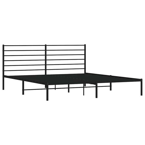 vidaXL Cadre de lit m&eacute;tal sans matelas avec t&ecirc;te de lit noir 200x200cm