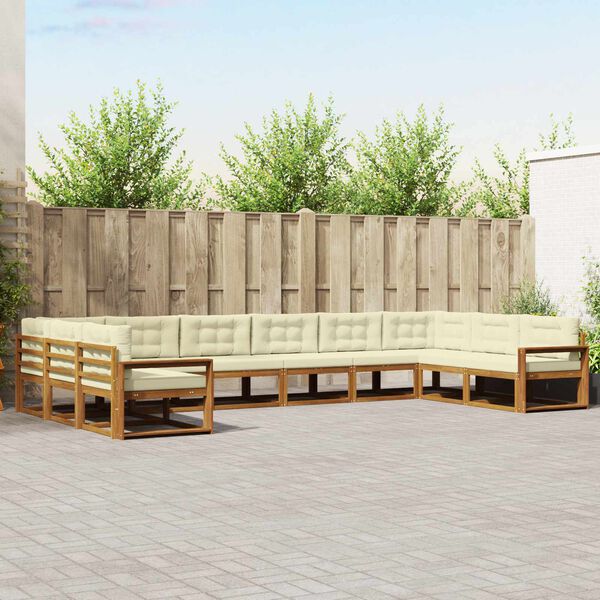 vidaXL Ensemble de canap&eacute;s d'ext&eacute;rieur 10 pcs Naturel et Cr&egrave;me