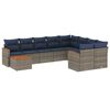 vidaXL Ensemble de canap&eacute; de jardin 10 pcs avec coussins gris r&eacute;sine tress&eacute;e