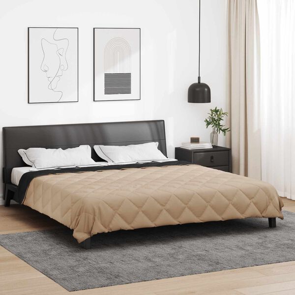 vidaXL Duvet d'&eacute;t&eacute; simple Noir et Taupe 200 x 200 cm Microfibre