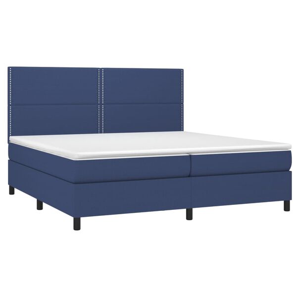 vidaXL Sommier &agrave; lattes de lit et matelas et LED Bleu 200x200 cm Tissu