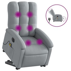 vidaXL Fauteuil inclinable de massage &eacute;lectrique Gris clair Tissu