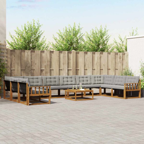 vidaXL Ensemble de canap&eacute;s d'ext&eacute;rieur 11 pcs Gris Naturel et Clair