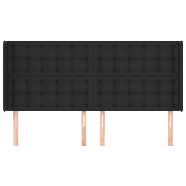 vidaXL T&ecirc;te de lit avec oreilles Noir 203x16x118/128 cm Similicuir
