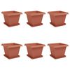 vidaXL Pots de plantes 6 pcs Rouge brique 38 x 38 x 30 cm Plastique