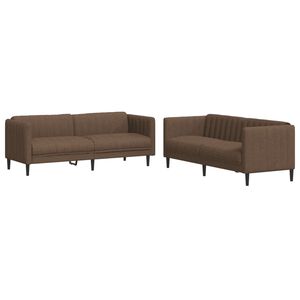 vidaXL Ensemble de canap&eacute;s 2 pcs marron tissu