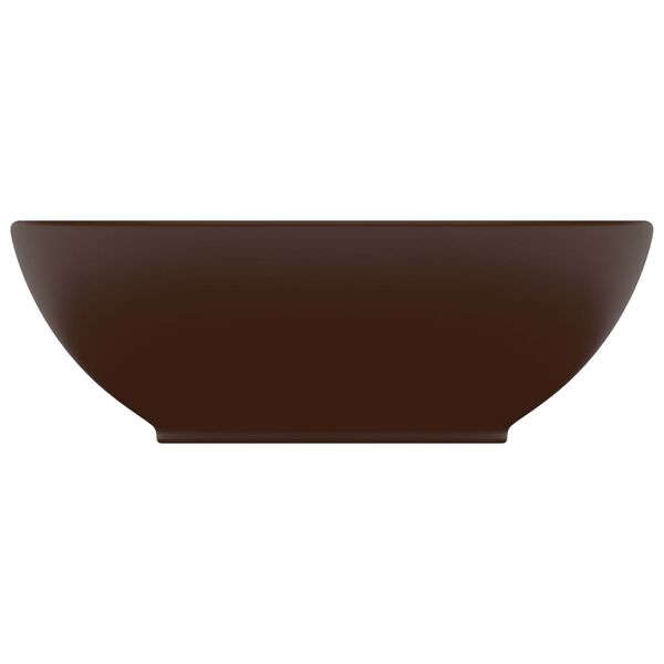 vidaXL Lavabo ovale de luxe Marron foncé mat 40x33 cm Céramique
