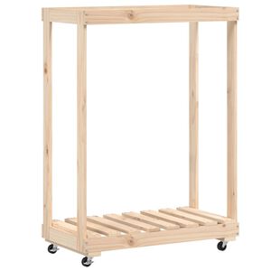 vidaXL Porte-b&ucirc;ches avec roulettes 76,5x40x108 cm bois massif de pin