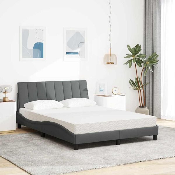 vidaXL Lit avec matelas Hanko gris fonc&eacute; 120x200 cm tissu