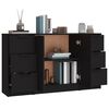 vidaXL Buffets 3 pcs noir bois d'ingénierie