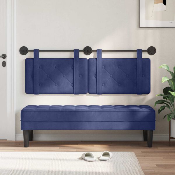 vidaXL T&ecirc;te de lit suspendue Bleu police 150 x 55 x 5 cm Velours