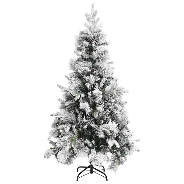 vidaXL Sapin de No&euml;l &agrave; flocons de neige et pommes de pin 225 cm PVC/PE