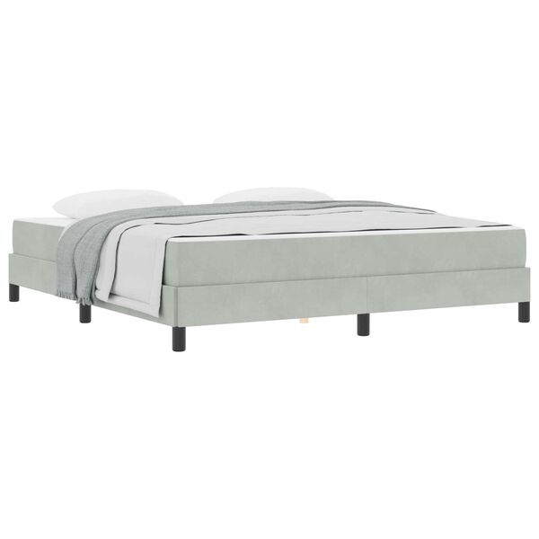 vidaXL Lit &agrave; ressorts avec matelas Gris clair 180 x 210 cm tissu