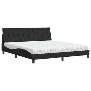 vidaXL Lit avec matelas Hanko noir 180x200 cm velours