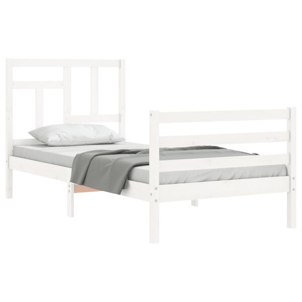 vidaXL Cadre de lit sans matelas blanc bois massif