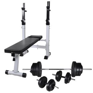 vidaXL Banc d'entra&icirc;nement et support de poids jeu d'halt&egrave;res 60,5 kg