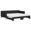 vidaXL Lit de jour avec gigogne et matelas noir 90x190 cm tissu