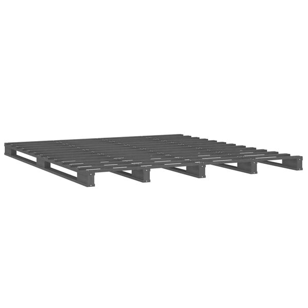 vidaXL Lit de palette sans matelas gris 200x200 cm bois massif