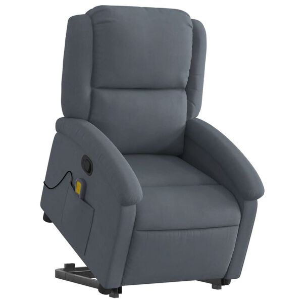 vidaXL Fauteuil de massage inclinable Gris fonc&eacute; Velours