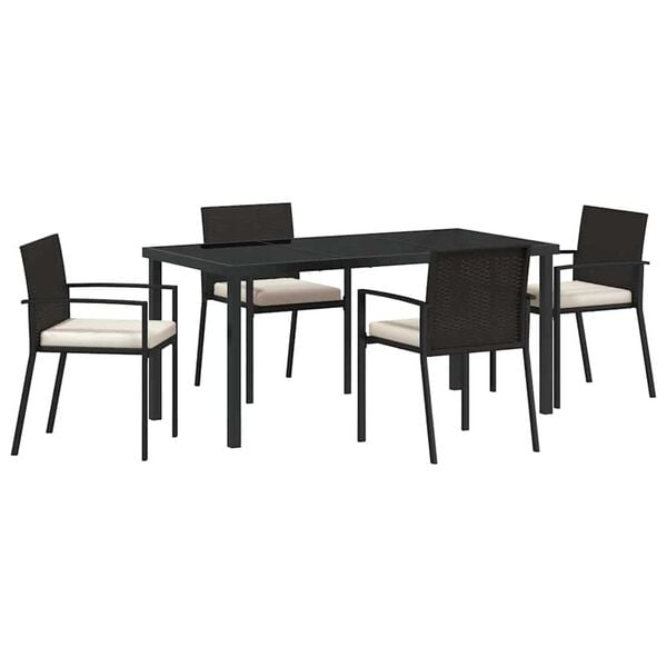 vidaXL Ensemble de salle &agrave; manger pour jardin 5 pcs Noir