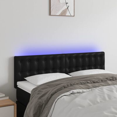 vidaXL Tête de lit à LED Noir 144x5x78/88 cm Similicuir
