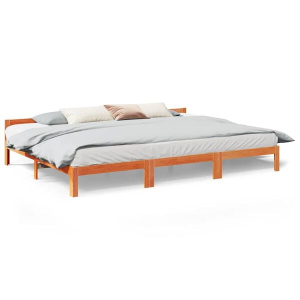 VidaXL Cadre de lit familial sans matelas marron cir&eacute; 240x200 cm